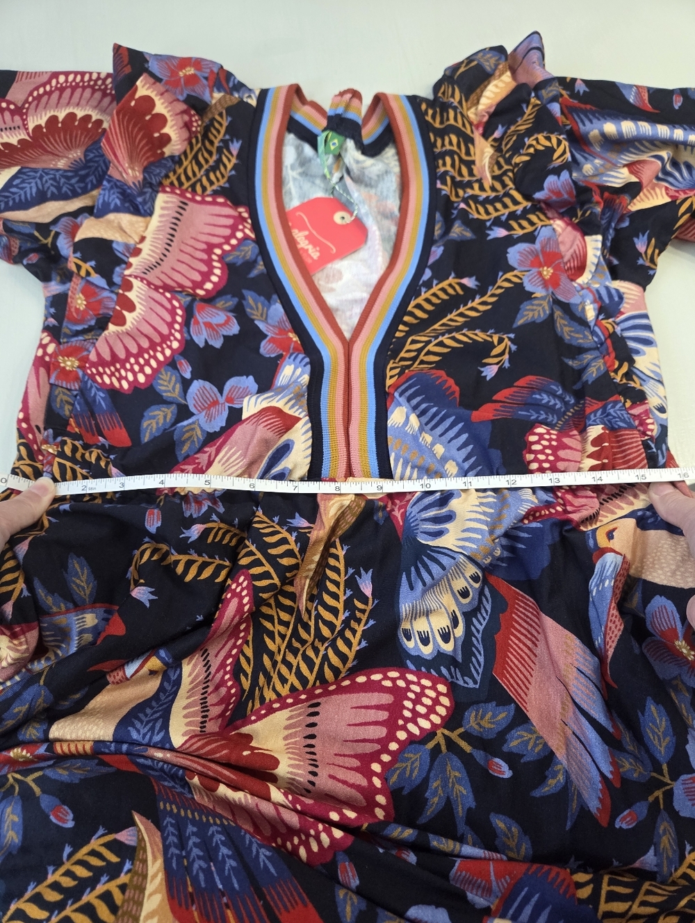 FARM Rio Multicolor Floral Bird Butterfly Print Maxi Dress - Picture 12 of 14